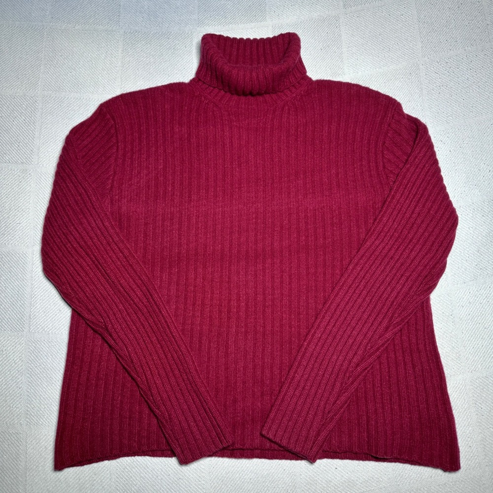 Polo Ralph Lauren Turtleneck Sweater Mens Large Wool Cashmere Ribbed Red Vintage - Picture 2 of 11